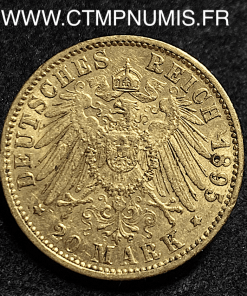 ALLEMAGNE BAVIERE 20 MARK OR OTTO 1895 D