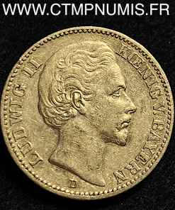 ALLEMAGNE BAVIERE 20 MARK OR LOUIS II 1872 D