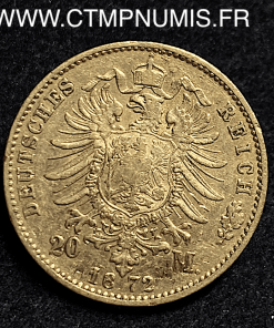 ALLEMAGNE BAVIERE 20 MARK OR LOUIS II 1872 D