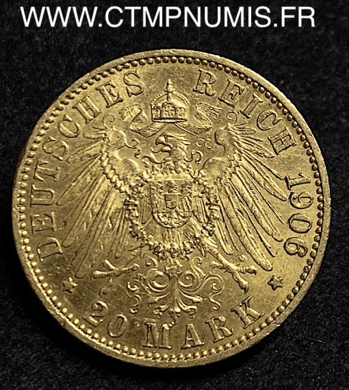 ALLEMAGNE HESSE 20 MARK OR 1906 A SUP