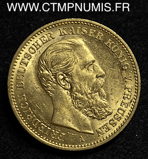 ALLEMAGNE PRUSSE FREDERICK 20 MARK OR 1888