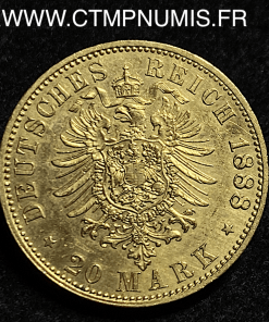 ALLEMAGNE PRUSSE FREDERICK 20 MARK OR 1888