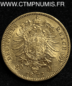 ALLEMAGNE WURTTEMBERG 20 MARK OR 1873 F