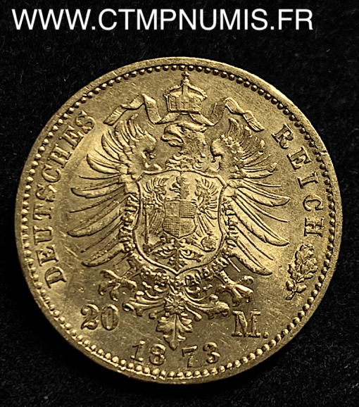 ALLEMAGNE WURTTEMBERG 20 MARK OR 1873 F