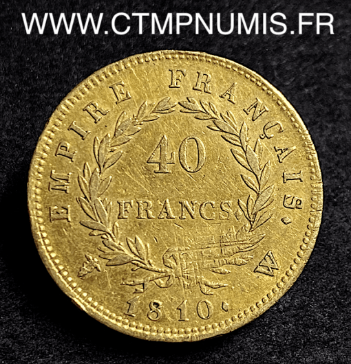 40 FRANCS OR NAPOLEON EMPIRE 1810 W LILLE