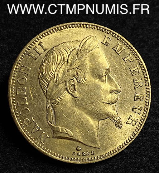 50 FRANCS OR NAPOLEON III TETE NUE 1864 PARIS