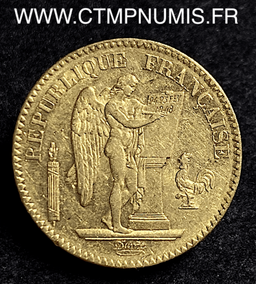 20 FRANCS OR GENIE II° REPUBLIQUE 1848 A PARIS