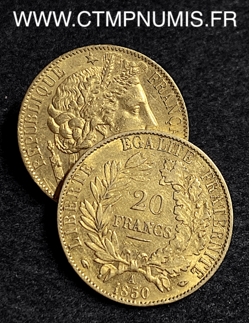 20 FRANCS OR CERES 1850 PARIS OREILLE HAUTE