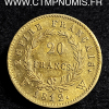 20 FRANCS OR NAPOLEON I° EMPIRE 1812 W LILLE