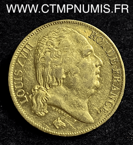 20 FRANCS OR LOUIS XVIII BUSTE NU 1817 L BAYONNE