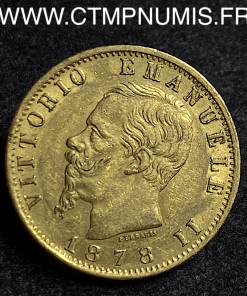 ITALIE 20 LIRE OR VICTOR EMMANUEL II 1878 R ROME