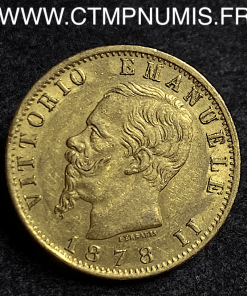 20 LIRE OR VICTOR EMMANUEL II 1878 R ROME