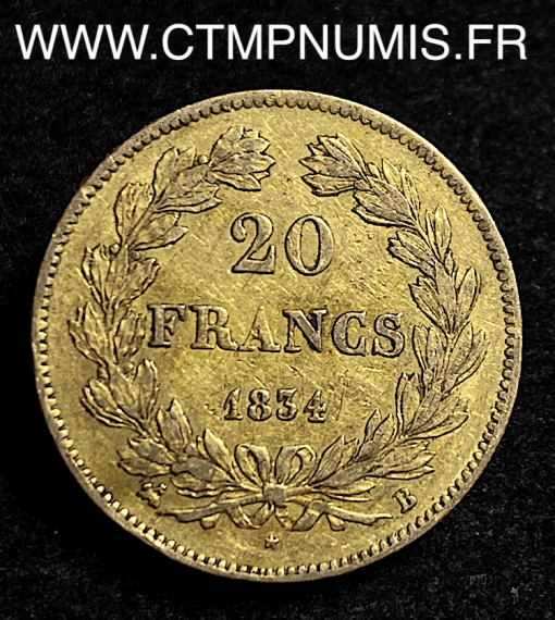 20 FRANCS LOUIS PHILIPPE I° 1834 B ROUEN