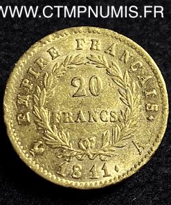 20 FRANCS OR NAPOLEON I° EMPIRE 1811 A PARIS