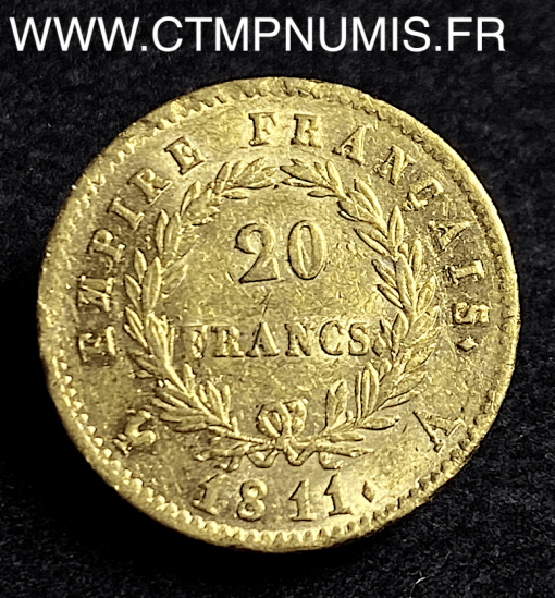20 FRANCS OR NAPOLEON I° EMPIRE 1811 A PARIS