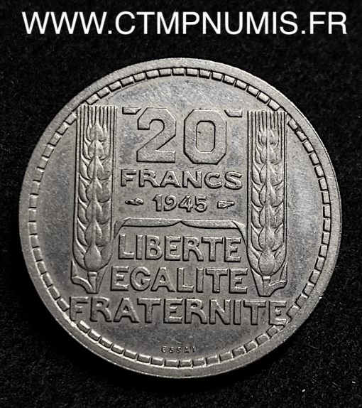 ESSAI 20 FRANCS TURIN CUPRO NICKEL 1945 SUP+