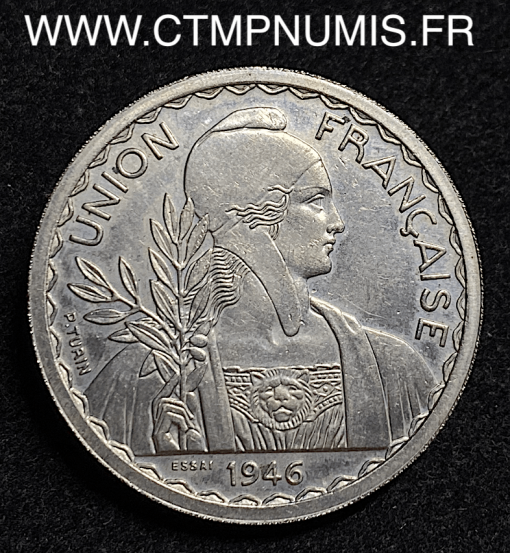 INDOCHINE ESSAI 1 PIASTRE CUPRO-NICKEL 1946