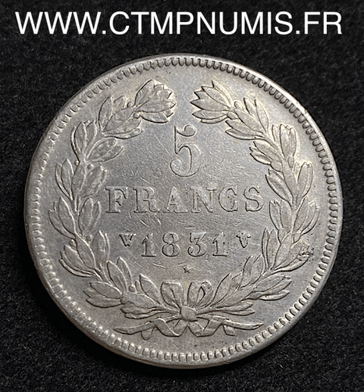 5 FRANCS ARGENT LOUIS PHILIPPE I° 1831 W LILLE