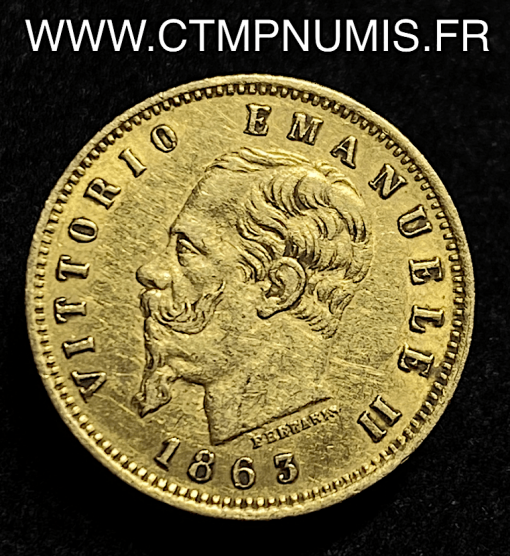 ITALIE 5 LIRE OR VICTOR EMMANUEL II 1863 TURIN