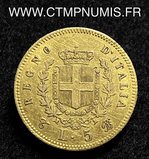 ITALIE 5 LIRE OR VICTOR EMMANUEL II 1863 TURIN