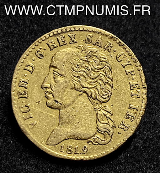 ITALIE 20 LIRE OR VICTOR EMMANUEL 1819