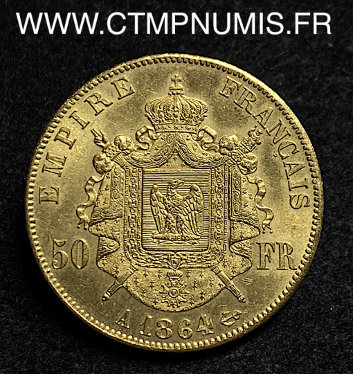 50 FRANCS OR NAPOLEON III 1864 A PARIS