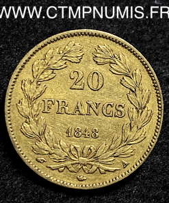 20 FRANCS OR LOUIS PHILIPPE I° 1848 A PARIS TTB