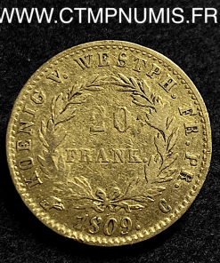 ALLEMAGNE WESTPHALIE 20 FRANK OR JEROME NAPOLEON 1809 C