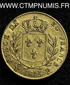 20 FRANCS OR LOUIS XVIII 1815 R LONDRES