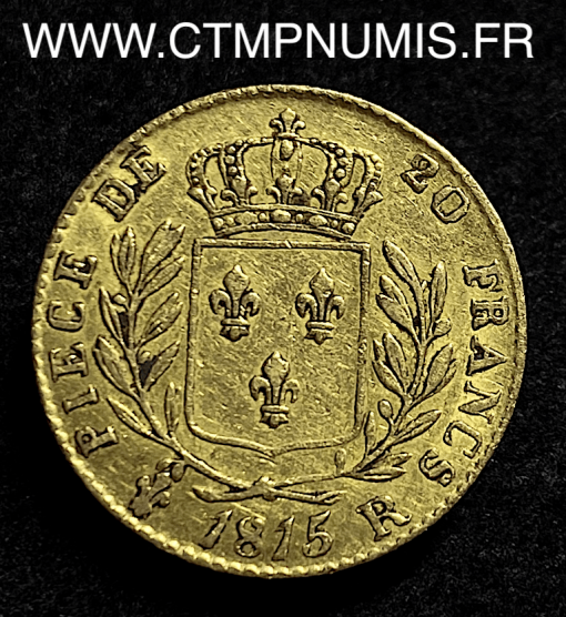 20 FRANCS OR LOUIS XVIII 1815 R LONDRES