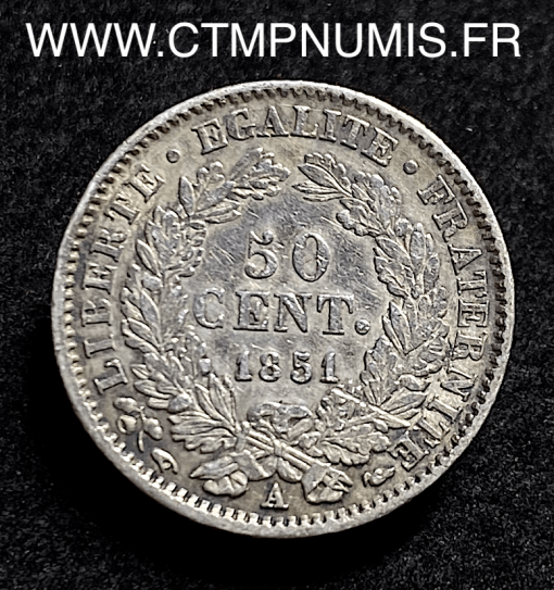 50 CENTIMES ARGENT CERES 1851 A PARIS