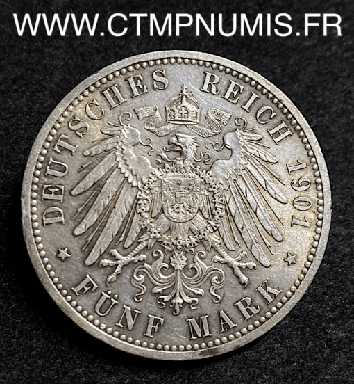 ALLEMAGNE PRUSSE 5 MARK ARGENT 1901