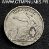 SUISSE 2 FRANCS ARGENT HELVETIA 1862 B BERNE