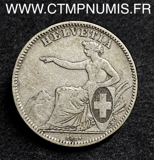 SUISSE 2 FRANCS ARGENT HELVETIA 1862 B BERNE