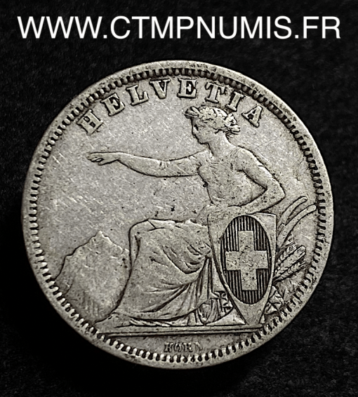 SUISSE 1 FRANC ARGENT HELVETIA 1861 B BERNE