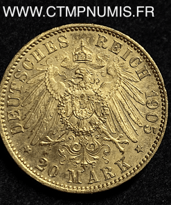 ALLEMAGNE SAXE 20 MARK OR FREDERICK 1905 E