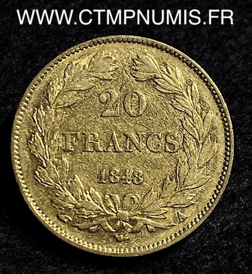 20 FRANCS OR LOUIS PHILIPPE I° 1848 A PARIS