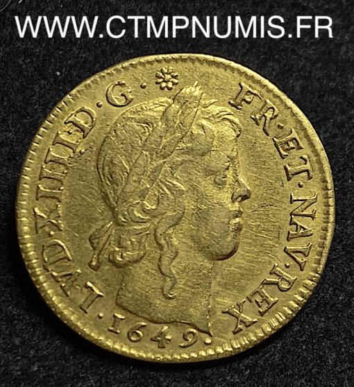 LOUIS XIV LOUIS D'OR MECHE LONGUE 1649 PARIS