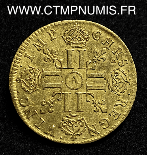 LOUIS XIV LOUIS D'OR MECHE LONGUE 1649 PARIS