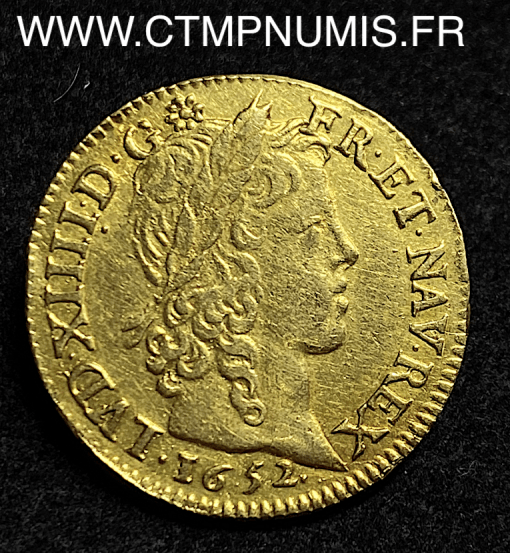 LOUIS XIV LOUIS D'OR MECHE LONGUE 1652 PARIS