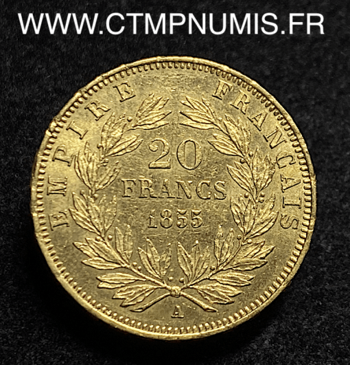 20 FRANCS OR NAPOLEON III TETE NUE 1855 PARIS
