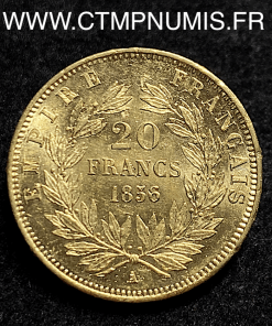 20 FRANCS OR NAPOLEON III TETE NUE 1856 PARIS 