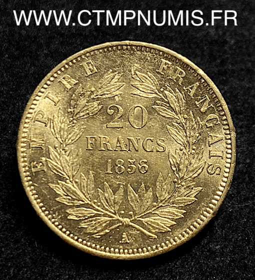 20 FRANCS OR NAPOLEON III TETE NUE 1856 PARIS