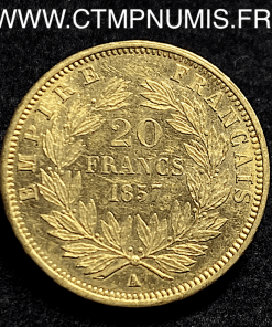 20 FRANCS OR NAPOLEON III TETE NUE 1857 A PARIS