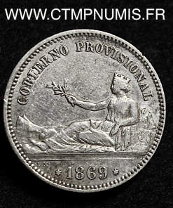 ESPAGNE 1 PESETA ARGENT 1869 TTB