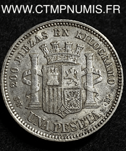 ESPAGNE 1 PESETA ARGENT 1869 TTB