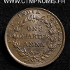 INDES BRITANIQUE 1/4 ANNA BRONZE 1835 SUP