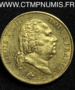 40 FRANCS OR LOUIS XVIII 1816 L BAYONNE TTB+