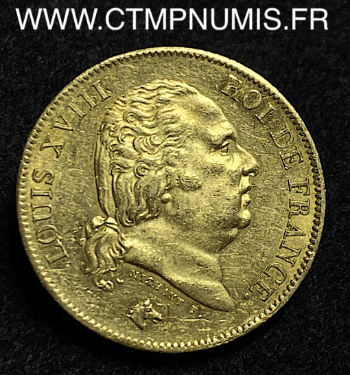 40 FRANCS OR LOUIS XVIII 1816 L BAYONNE TTB+