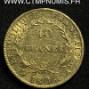 40 FRANCS OR NAPOLEON I° TETE NUE 1806 PARIS